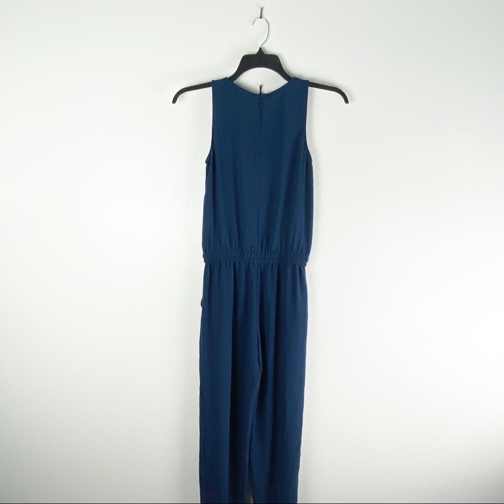 CABI French Navy Elastic Drawstring Waist Jumpsuit #303, Size XS Neutral Casual